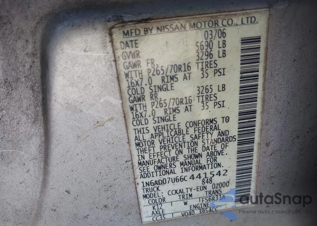 1N6AD07U66C441542: 43464928