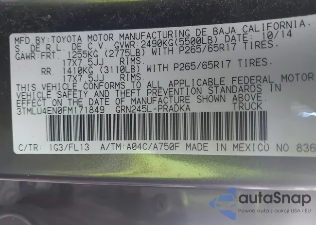 3TMLU4EN0FM171849: 43464369