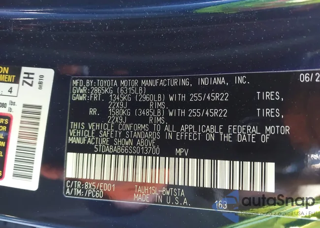 5TDABAB66SS013700: 43465528