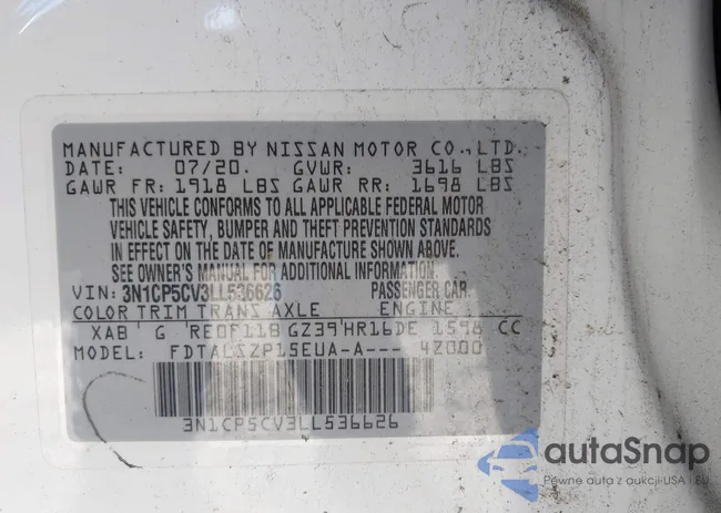 3N1CP5CV3LL536626: 43465644