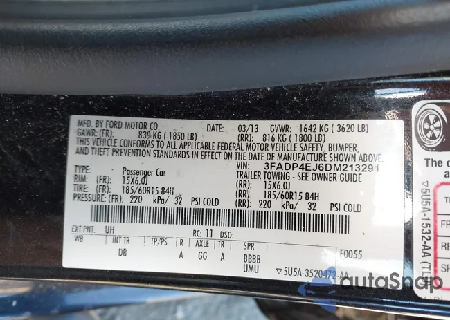 3FADP4EJ6DM213291: 43465654