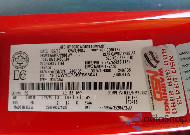 1FTEW1EP3KFB98041: 43465679