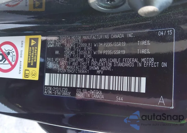 2T2ZK1BA5FC189641: 43465721