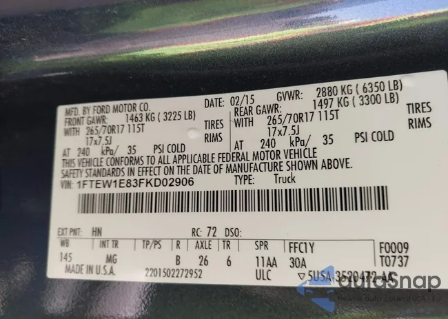 1FTEW1E83FKD02906: 43465811