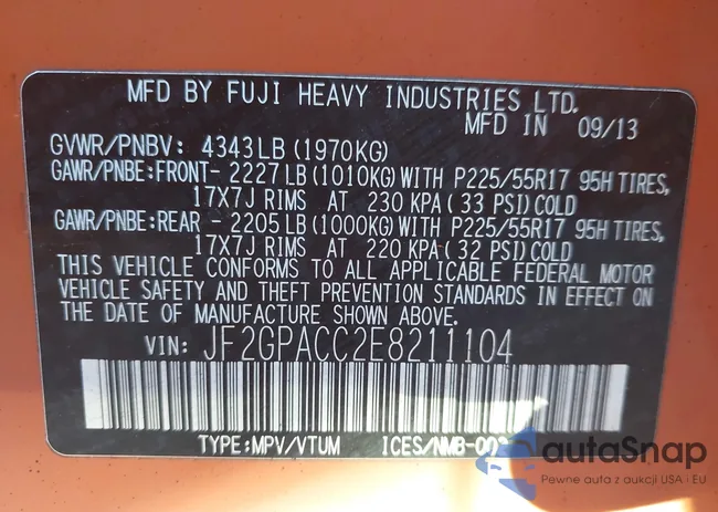 JF2GPACC2E8211104: 43465825