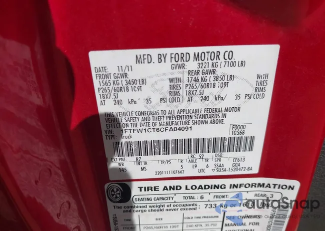 1FTFW1CT6CFA04091: 43465142