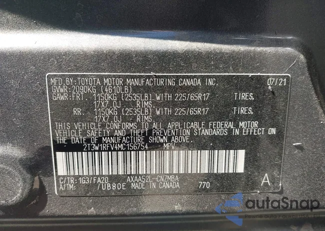 2T3W1RFV4MC156754: 43465146