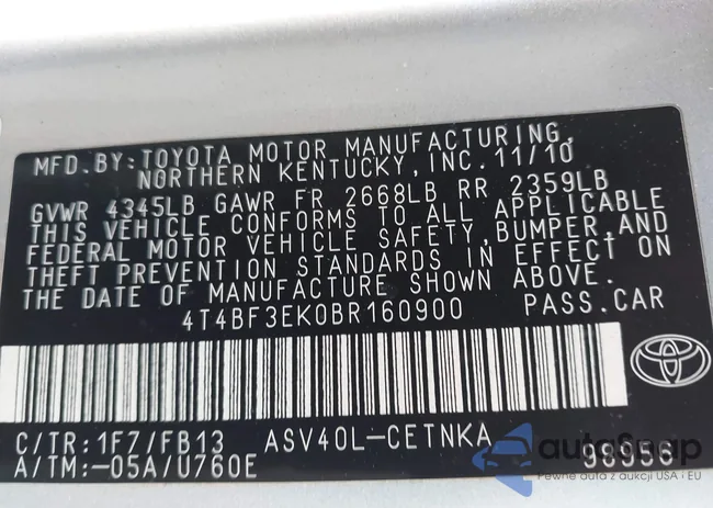 4T4BF3EK0BR160900: 43465162