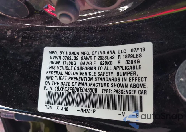 19XFC2F80KE045508: 43465173