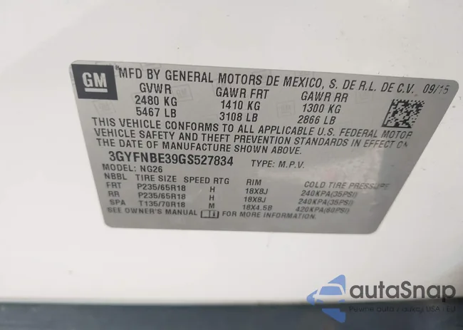 3GYFNBE39GS527834: 43465203