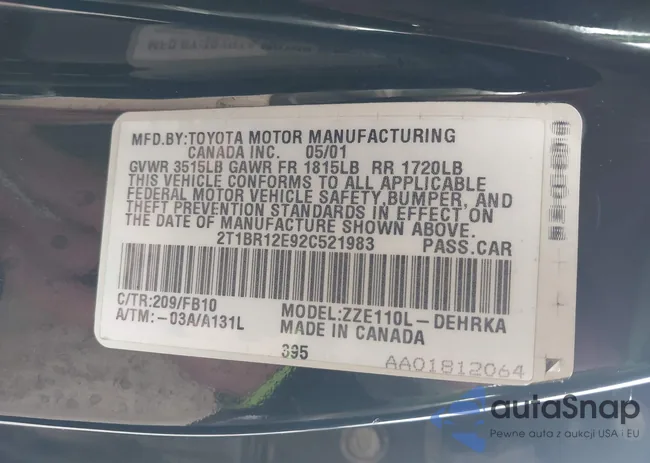 2T1BR12E92C521983: 43465245