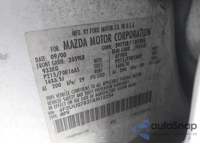 4F2UU07B31KM12254: 43465404