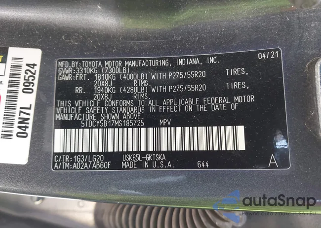 5TDCY5B17MS185725: 43465440