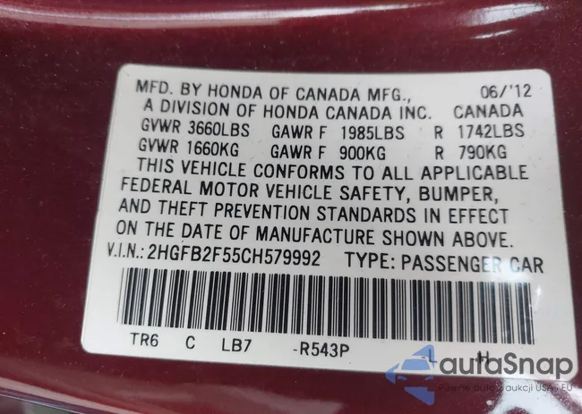 2HGFB2F55CH579992: 43466593