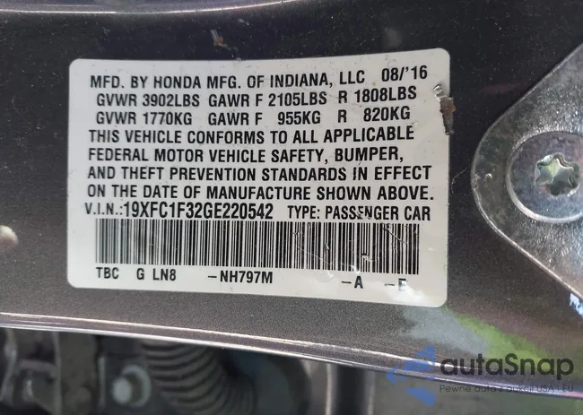 19XFC1F32GE220542: 43466623