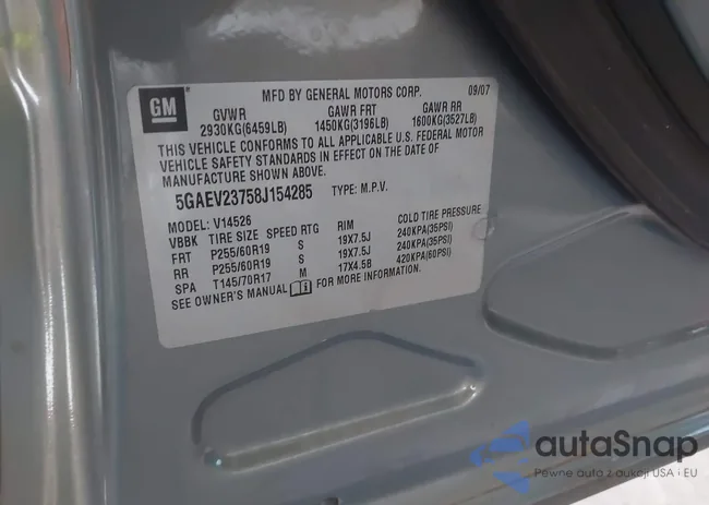 5GAEV23758J154285: 43466664