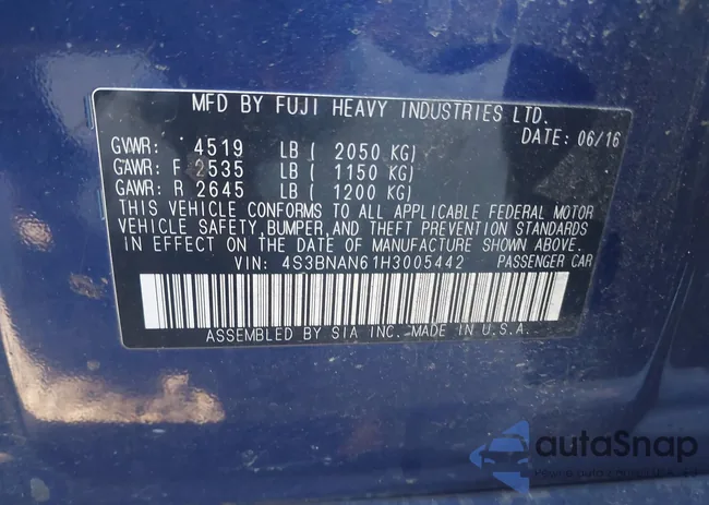 4S3BNAN61H3005442: 43466712