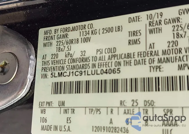 5LMCJ1C91LUL04065: 43466762