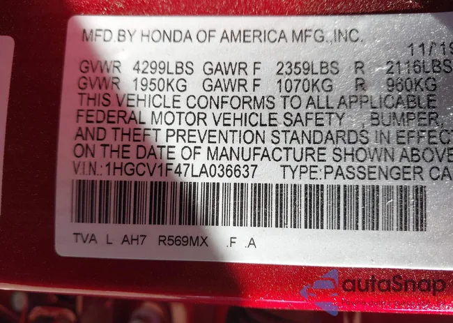 1HGCV1F47LA036637: 43466779