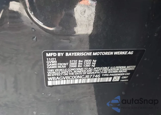 WBAGV8C00NCJ67746: 43466840