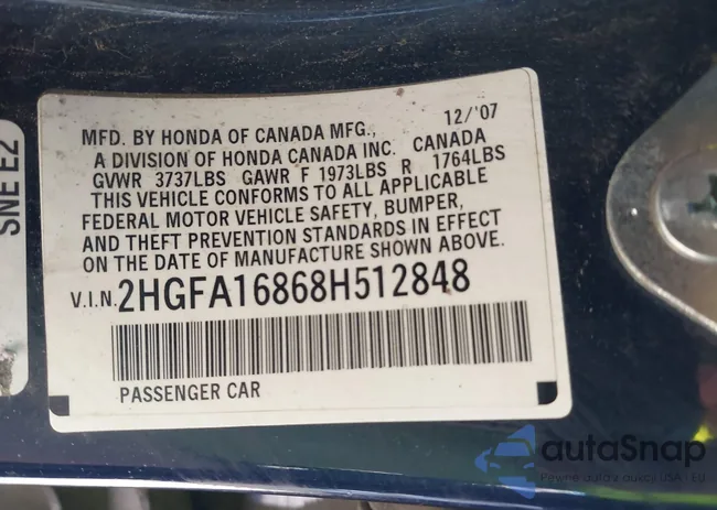 2HGFA16868H512848: 43466878