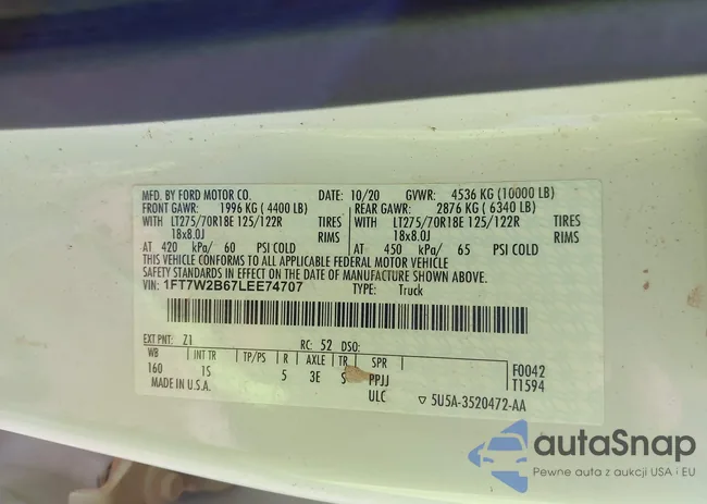 1FT7W2B67LEE74707: 43467021