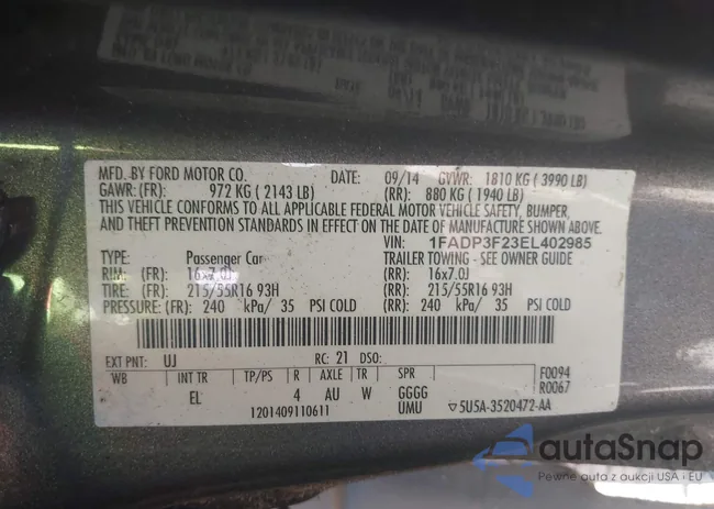 1FADP3F23EL402985: 43466245