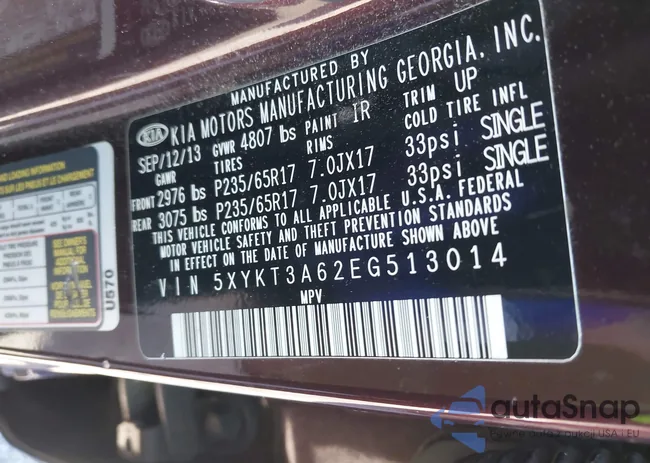 5XYKT3A62EG513014: 43466353