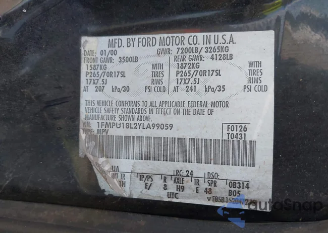 1FMPU18L2YLA99059: 43466451