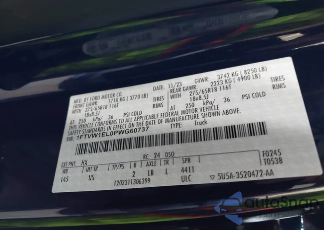 1FTVW1EL0PWG60737: 43467498