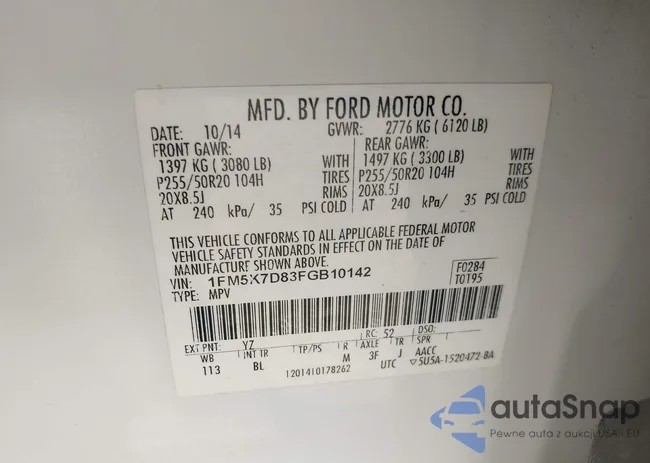 1FM5K7D83FGB10142: 43467681