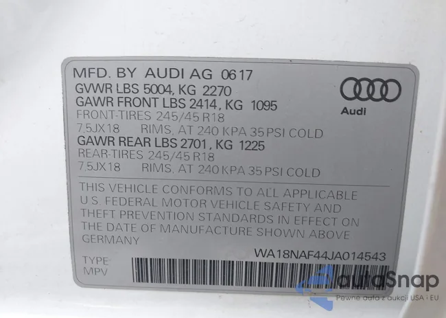 WA18NAF44JA014543: 43467757