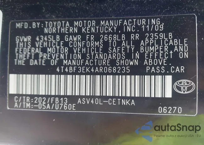 4T4BF3EK4AR068235: 43467786