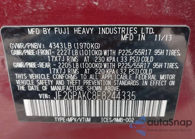 JF2GPAKC8E8244335: 43467799