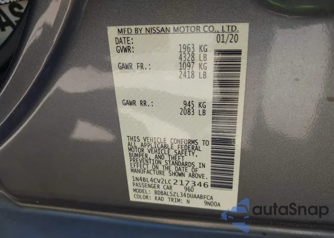 1N4BL4CV2LC217346: 43467859