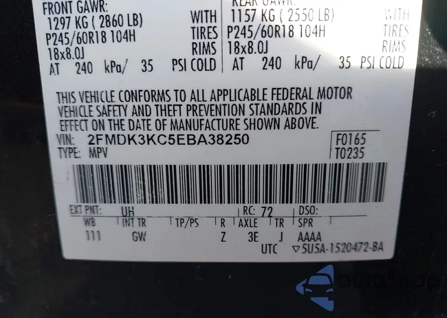 2FMDK3KC5EBA38250: 43467870