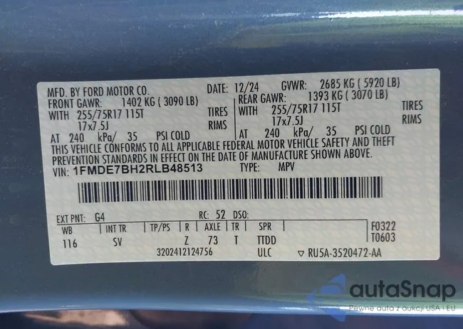 1FMDE7BH2RLB48513: 43467981