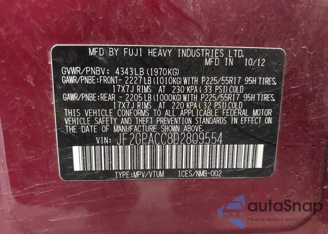 JF2GPACC8D2809554: 43467983