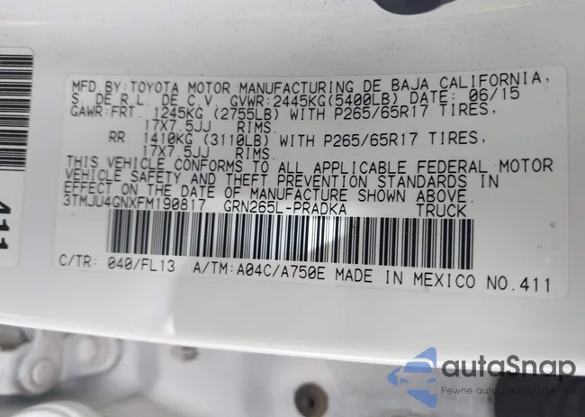 3TMJU4GNXFM190817: 43468014