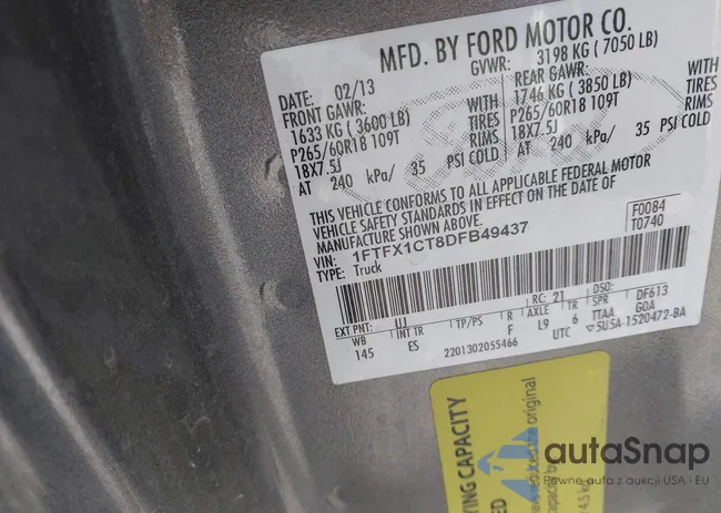 1FTFX1CT8DFB49437: 43468042