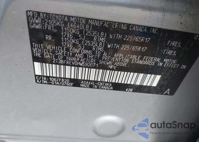 2T3BFREV0HW592071: 43467099