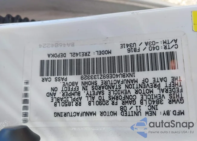 1NXBU40E69Z133329: 43467112