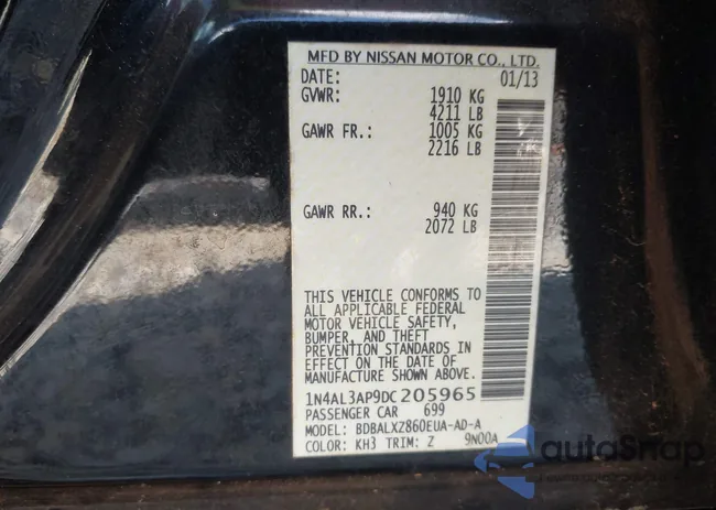 1N4AL3AP9DC205965: 43467302