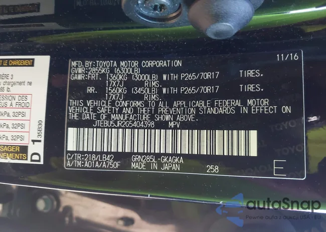 JTEBU5JR2G5404398: 43467347