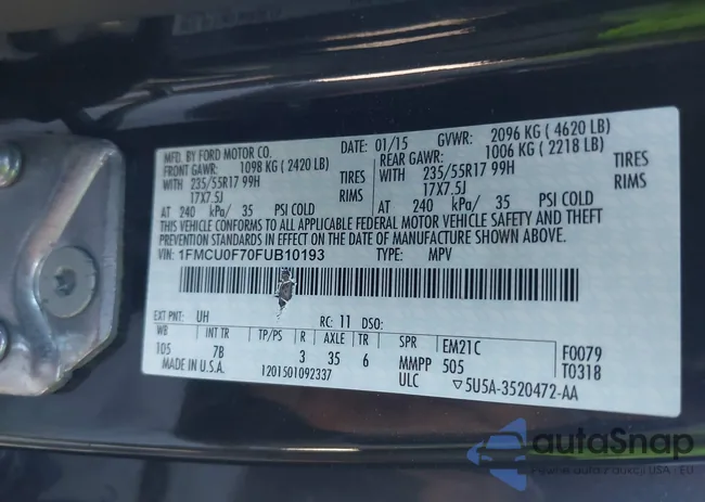 1FMCU0F70FUB10193: 43467425