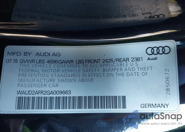 WAUD2AFR2GA009663: 43467429