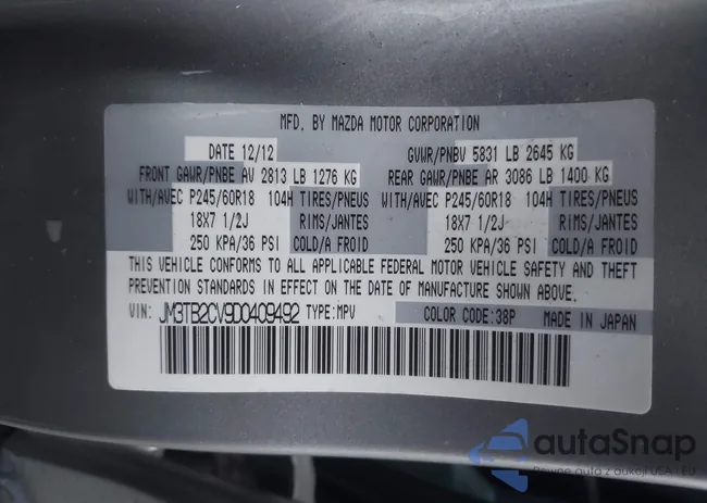 JM3TB2CV9D0409492: 43467457