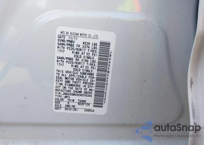 JN8AS5MVXCW376390: 43468563