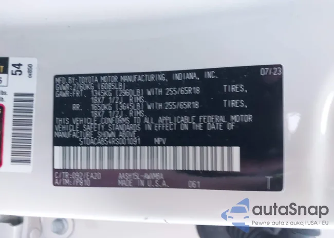 5TDACAB54RS001091: 43468615