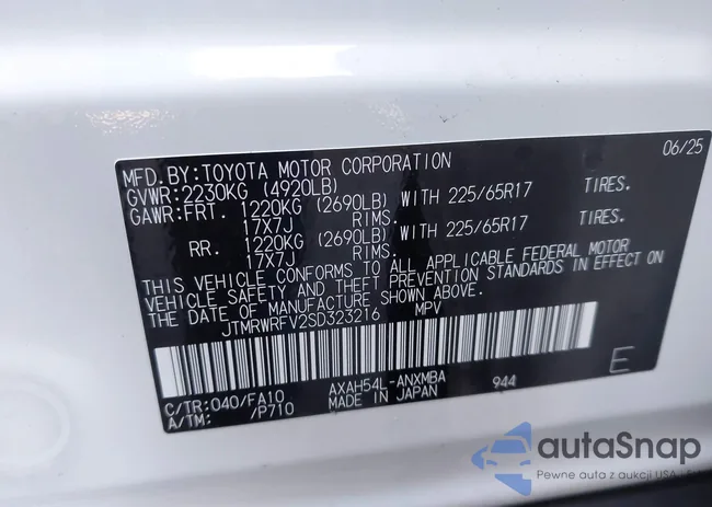 JTMRWRFV2SD323216: 43468728